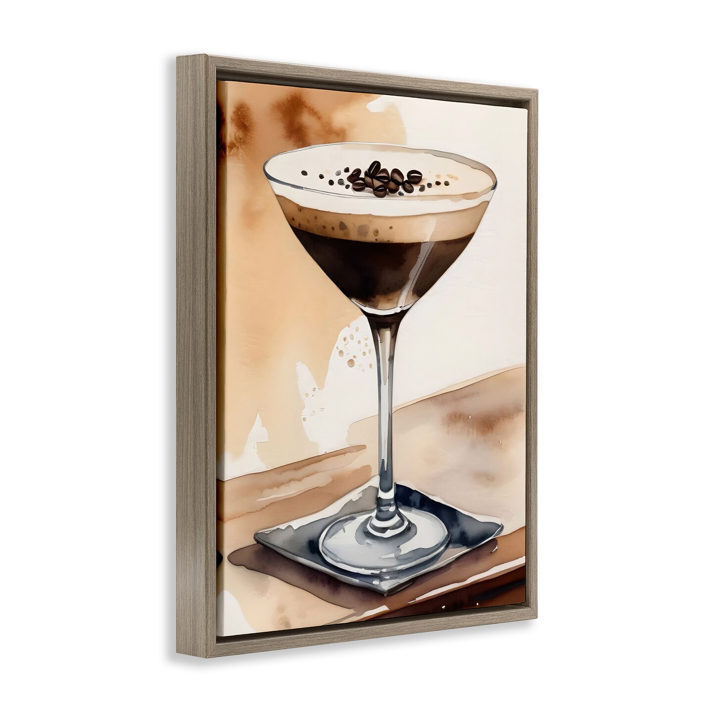 Stupell Industries Espresso Martini Watercolor Floater Framed Canvas Wall Art Design by LSR Design Studio