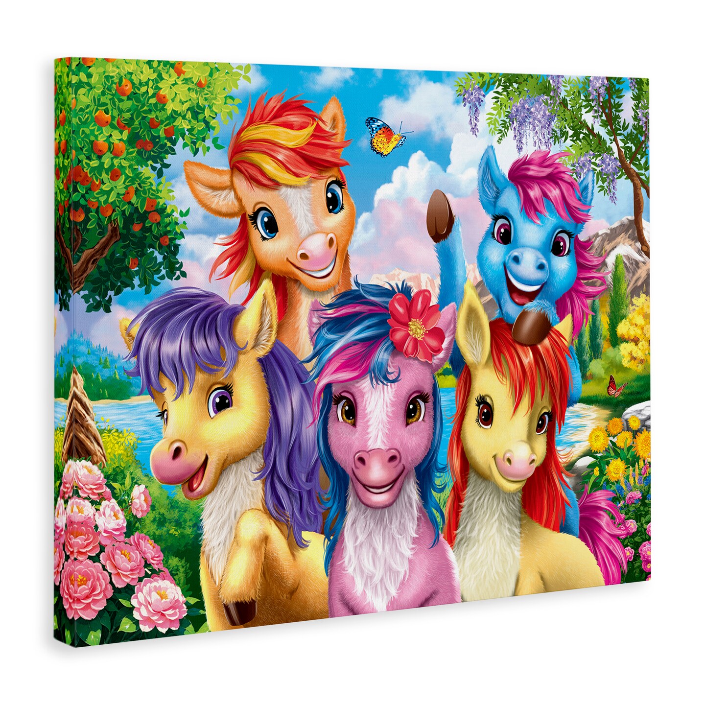 Stupell Industries Bright Ponies Selfie Canvas Wall Art Design by Image World