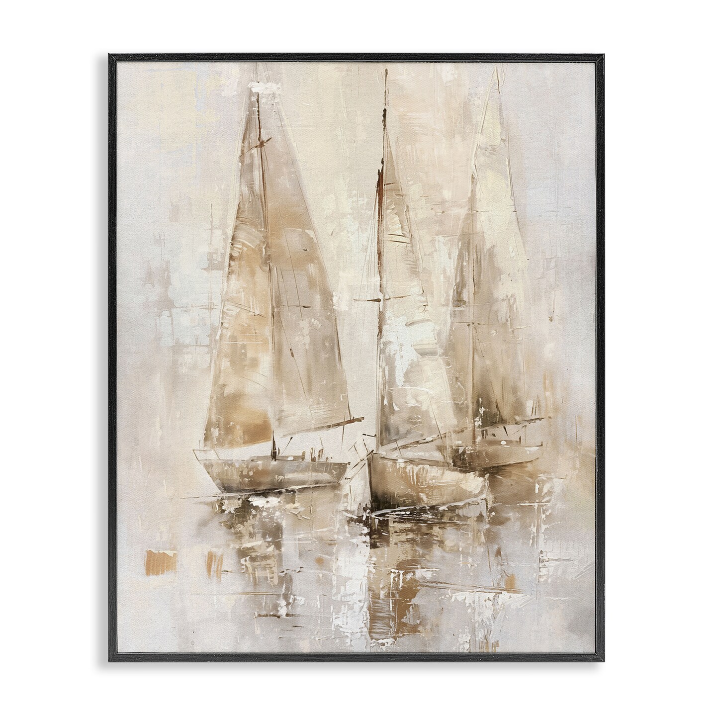 Stupell Industries Neutral Sailing on Sea Framed Giclee Wall Art Design by Nina Blue
