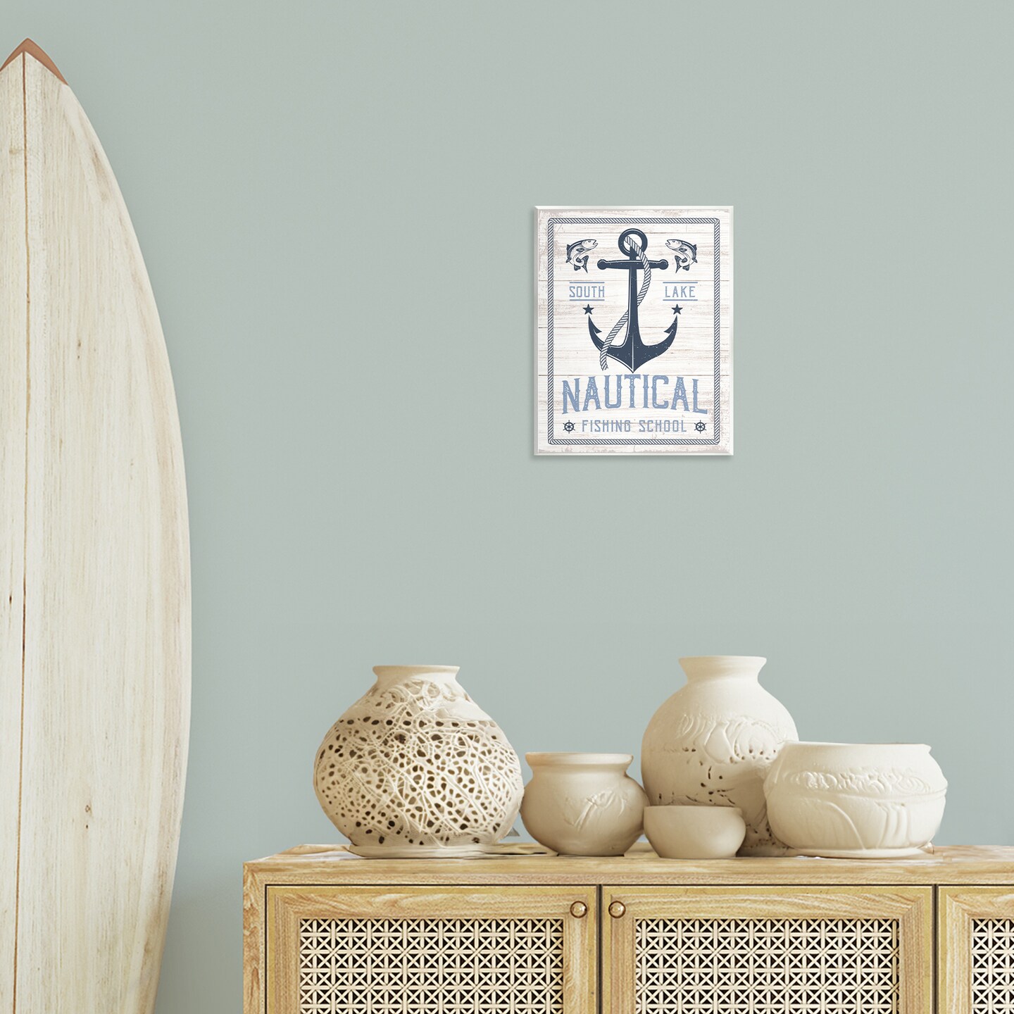 Stupell Industries Nautical Fishing School Wall Plaque Art Design by Angela Nickeas