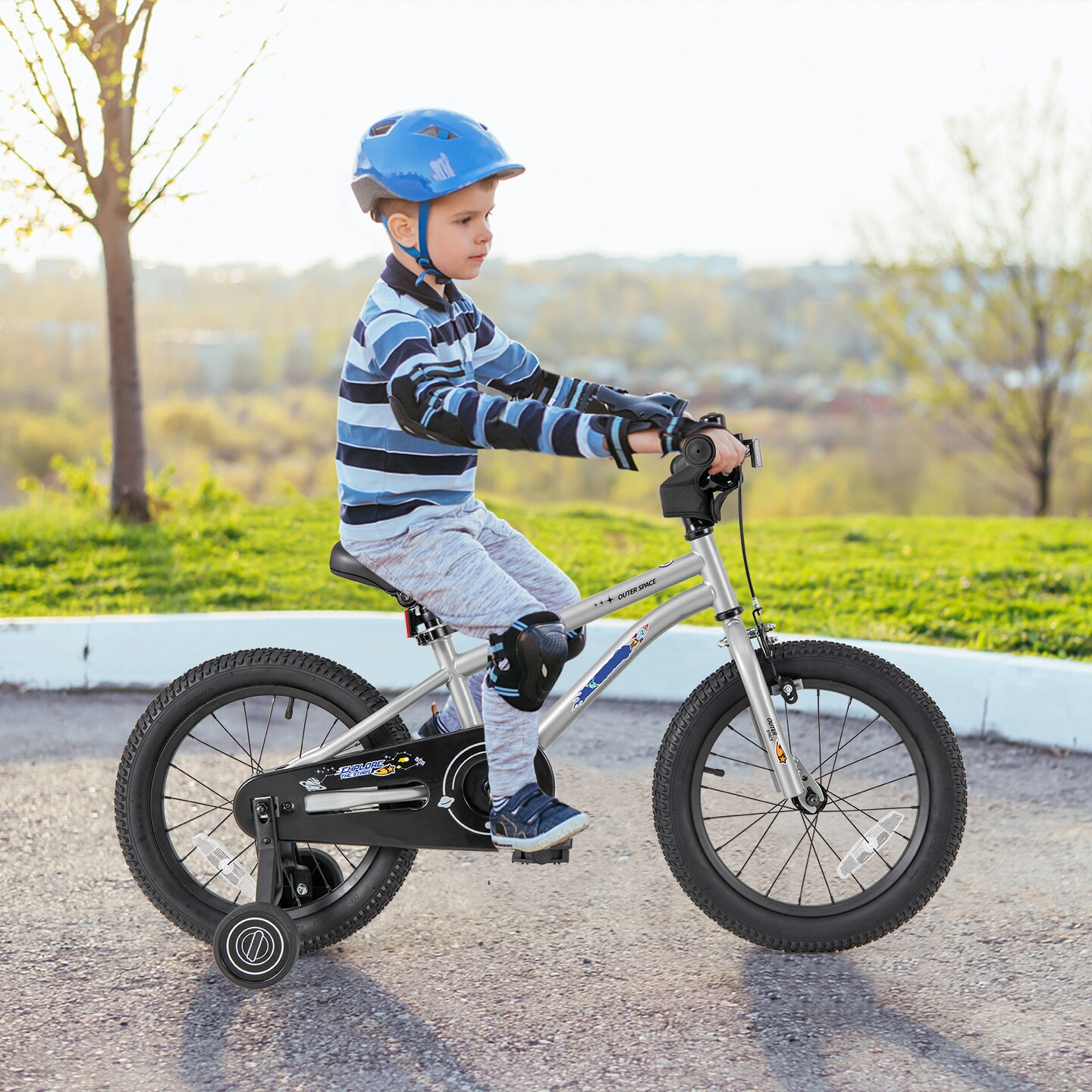 16-Inch Kids Bike Bicycle for Boys Girls 4-7 Adjustable with High Carbon Steel Frame - 45&#x22; x 21&#x22;x 28.5&#x22; (L x W x H)