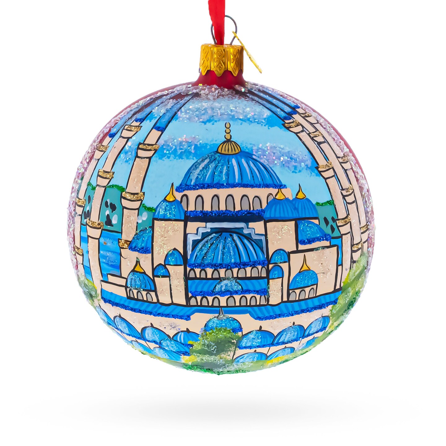 The Blue Mosque, Istanbul, Turkey Glass Ball Christmas Ornament 4 Inches