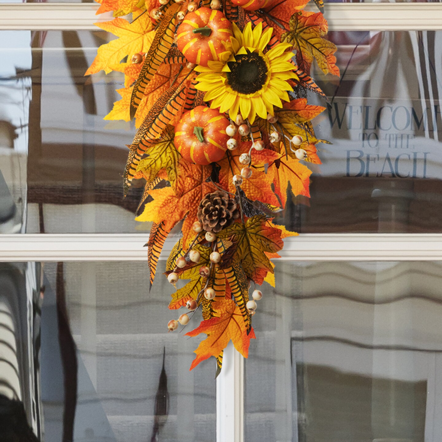 Fall Sunflower Leaf Potted Tree Thanksgiving Porch Decor