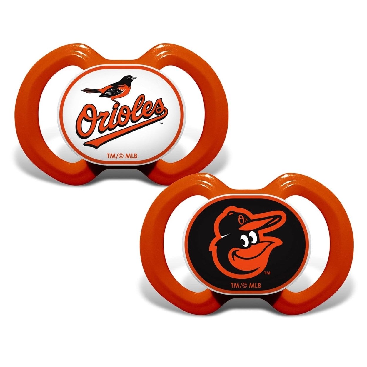 Baltimore Orioles Pacifier 2-Pack Mlb Team Colors Bpa-Free Silicone Nipple