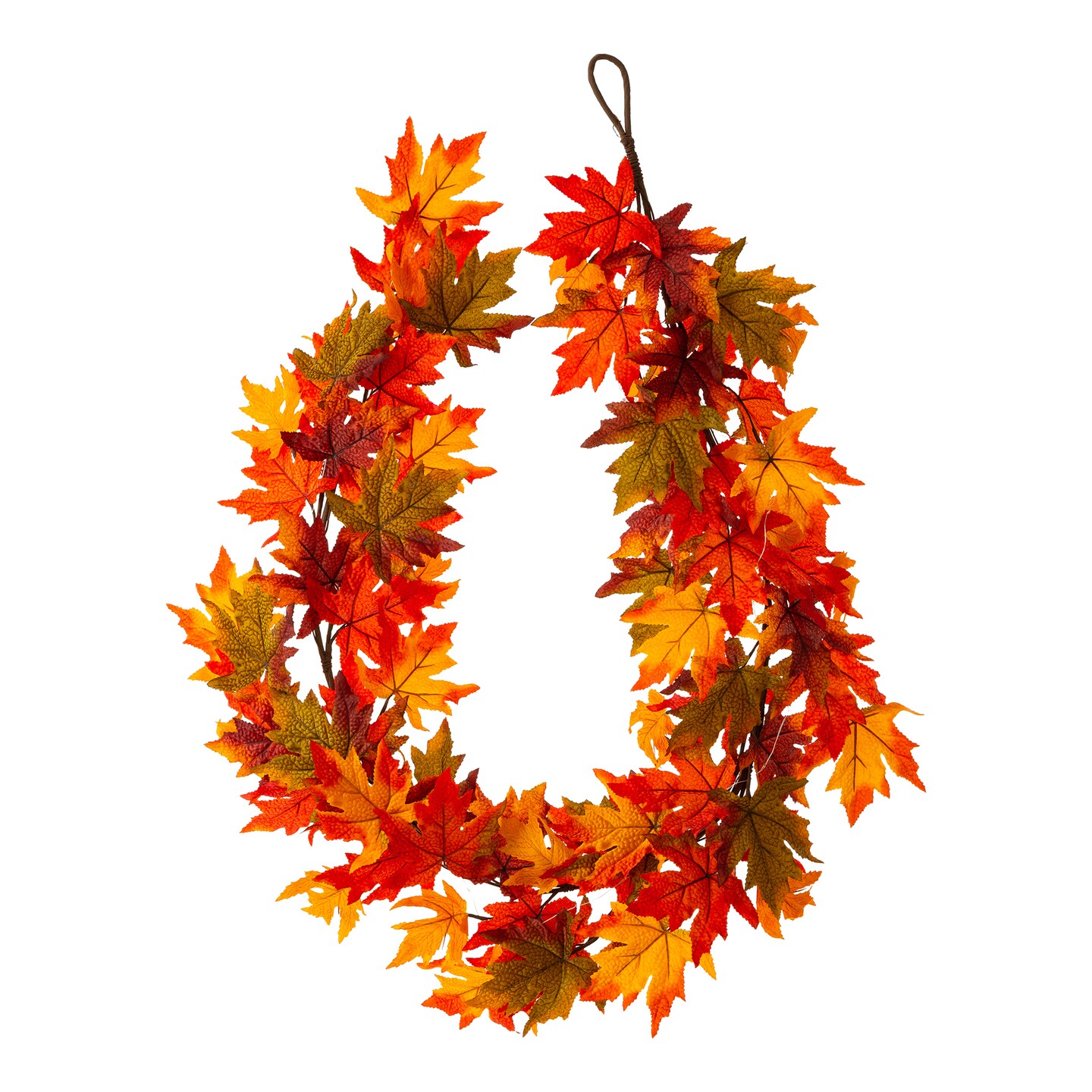 Set of 2 Fall Lighted Maple Leaves Wreath/Garland with Timer