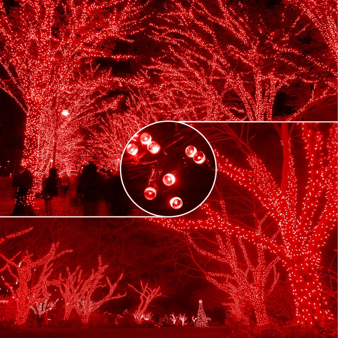 XTF2015 105ft 300 LED Christmas String Lights, End-to-End Plug 8 Modes Christmas Lights - UL Certified - Outdoor Indoor Fairy Lights Christmas Tree, Patio, Garden, Party, Wedding, Holiday (Red)