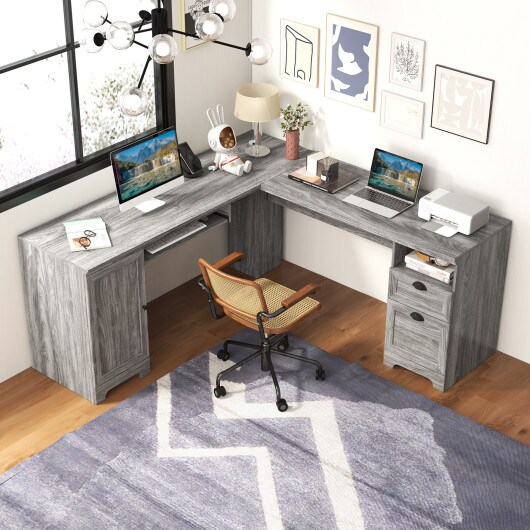 66 Inch L-Shaped Computer Desk