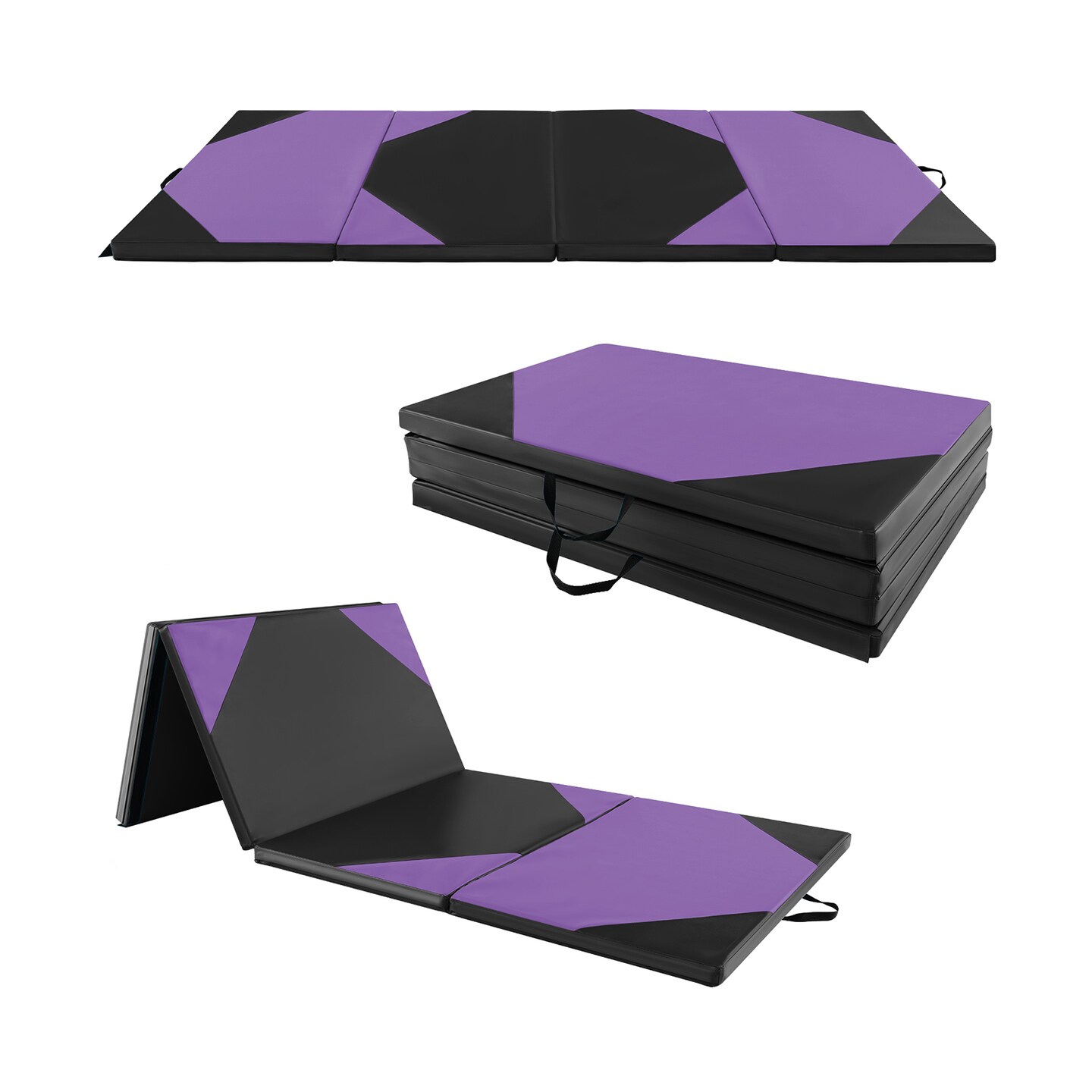10-Feet Long Folding Exercise Mat with Waterproof PU Leather Cover Perfect for Stretches and Routines