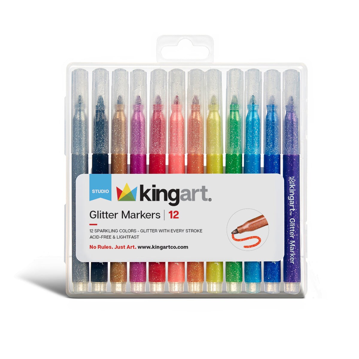 KINGART&#xAE; Glitter Markers 12 Colors