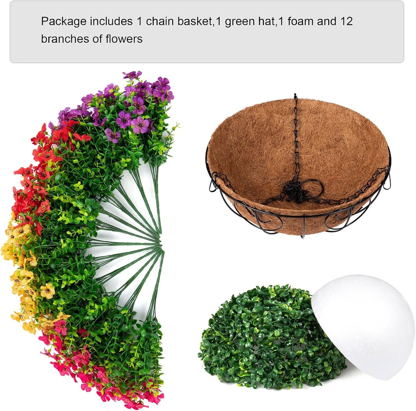 Artificial Faux Hanging Plants Flowers Basket