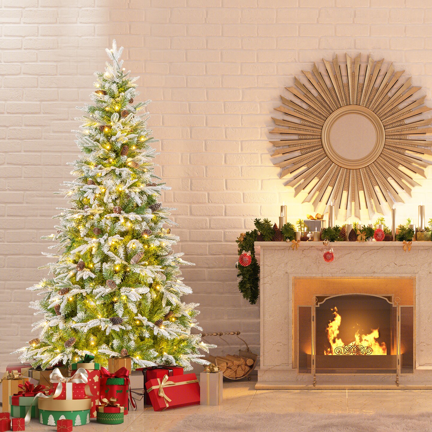 Pre-Lit Artificial Christmas Tree and Warm-White LED Light
