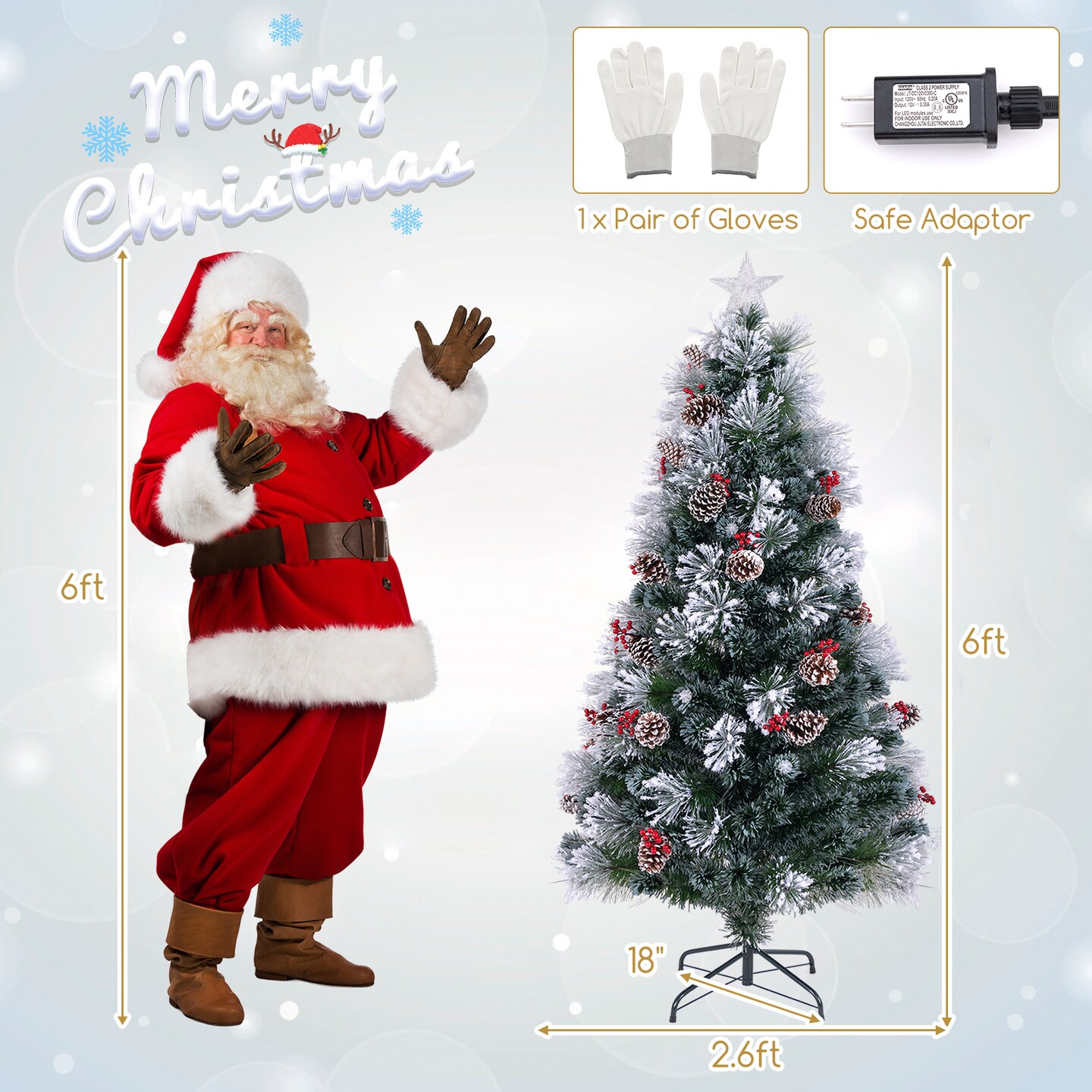 Flocked Christmas Tree with 8 Lighting Modes