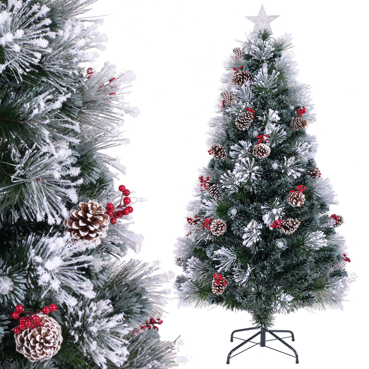 Flocked Christmas Tree with 8 Lighting Modes