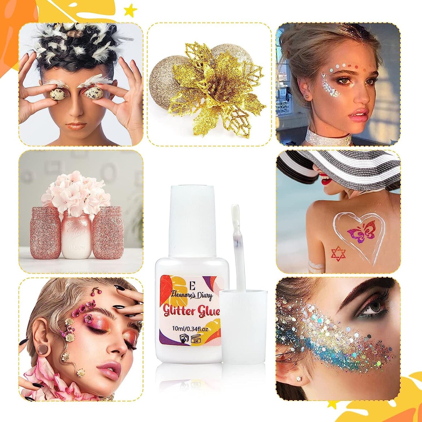 Body Glue for Glitter Tattoos, 10ml*2 Art Glitter Glue