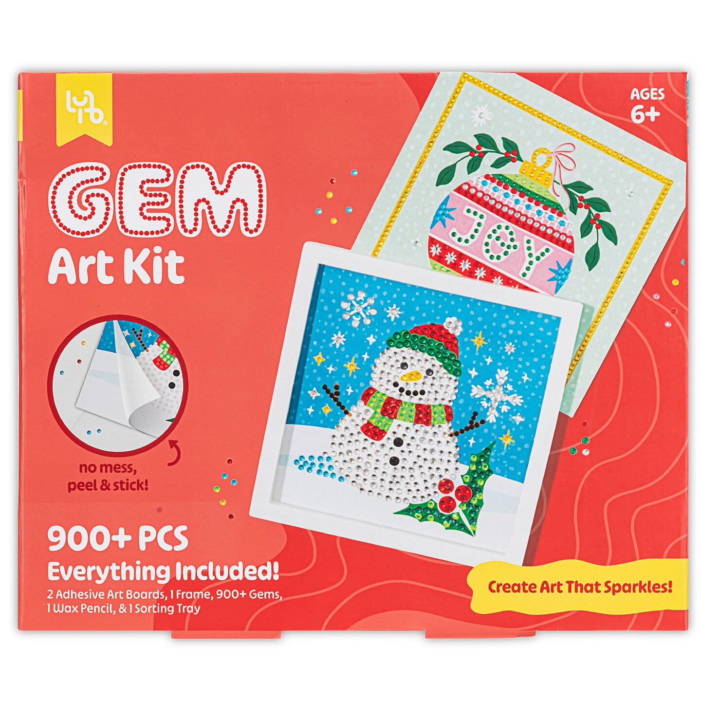 Little Yellow Bicycle: Snowman Gem Art Kit - DIY Sparkling Snowman Craft Set, Pre-Printed Sticky Canvas &#x26; Gems, Holiday-Themed Activity, Kids &#x26; Adult