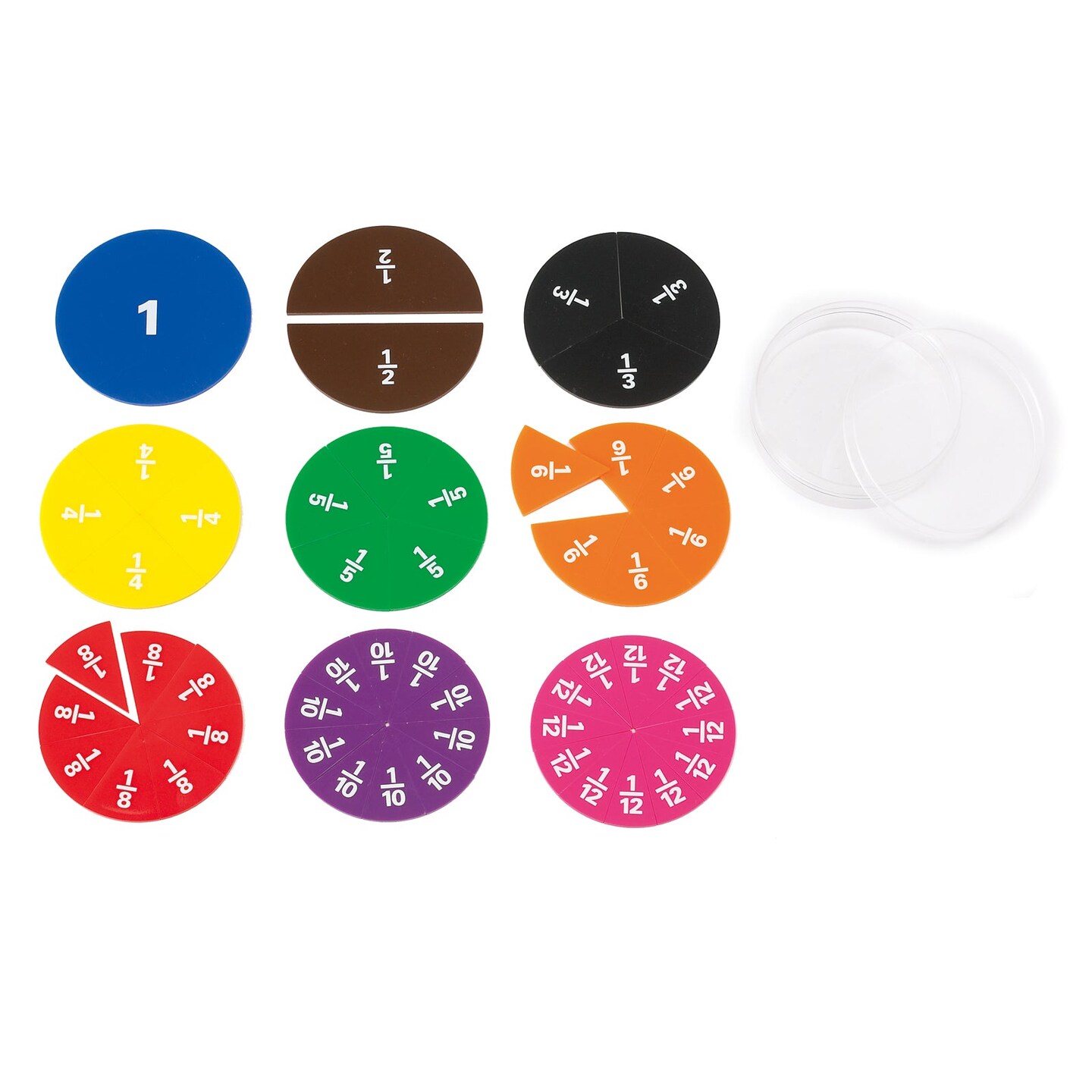 Fraction Circles - Set of 51 - 9 Values &#x26; Colors