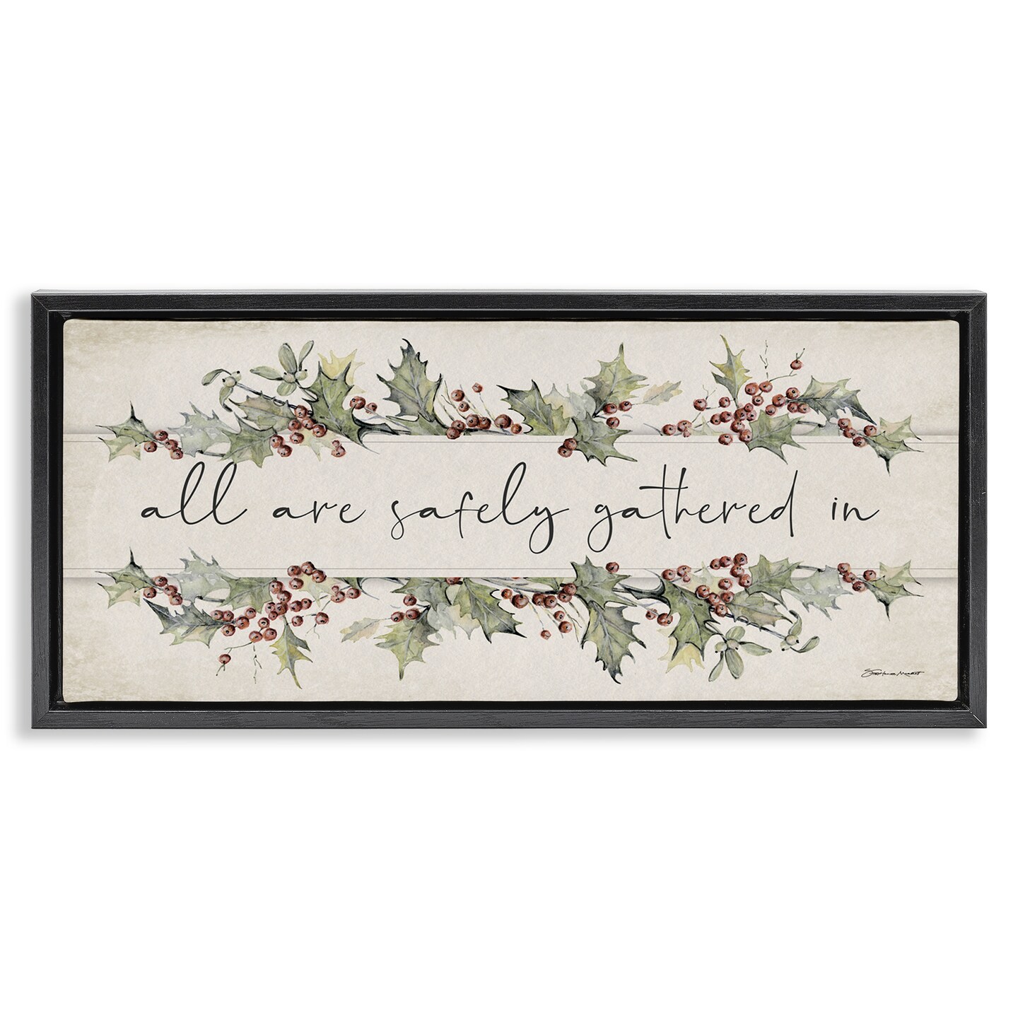 Stupell Industries All Safely Gathered Phrase Framed Floater Canvas Wall Art