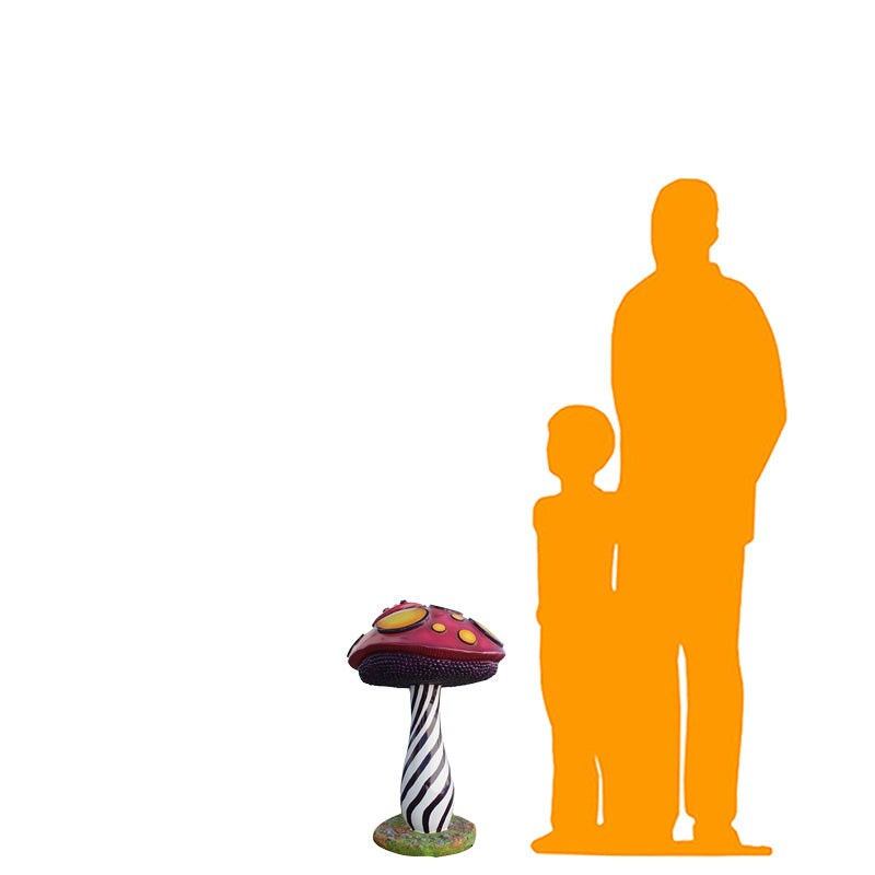 Small Striped Mushroom Over Sized Statue