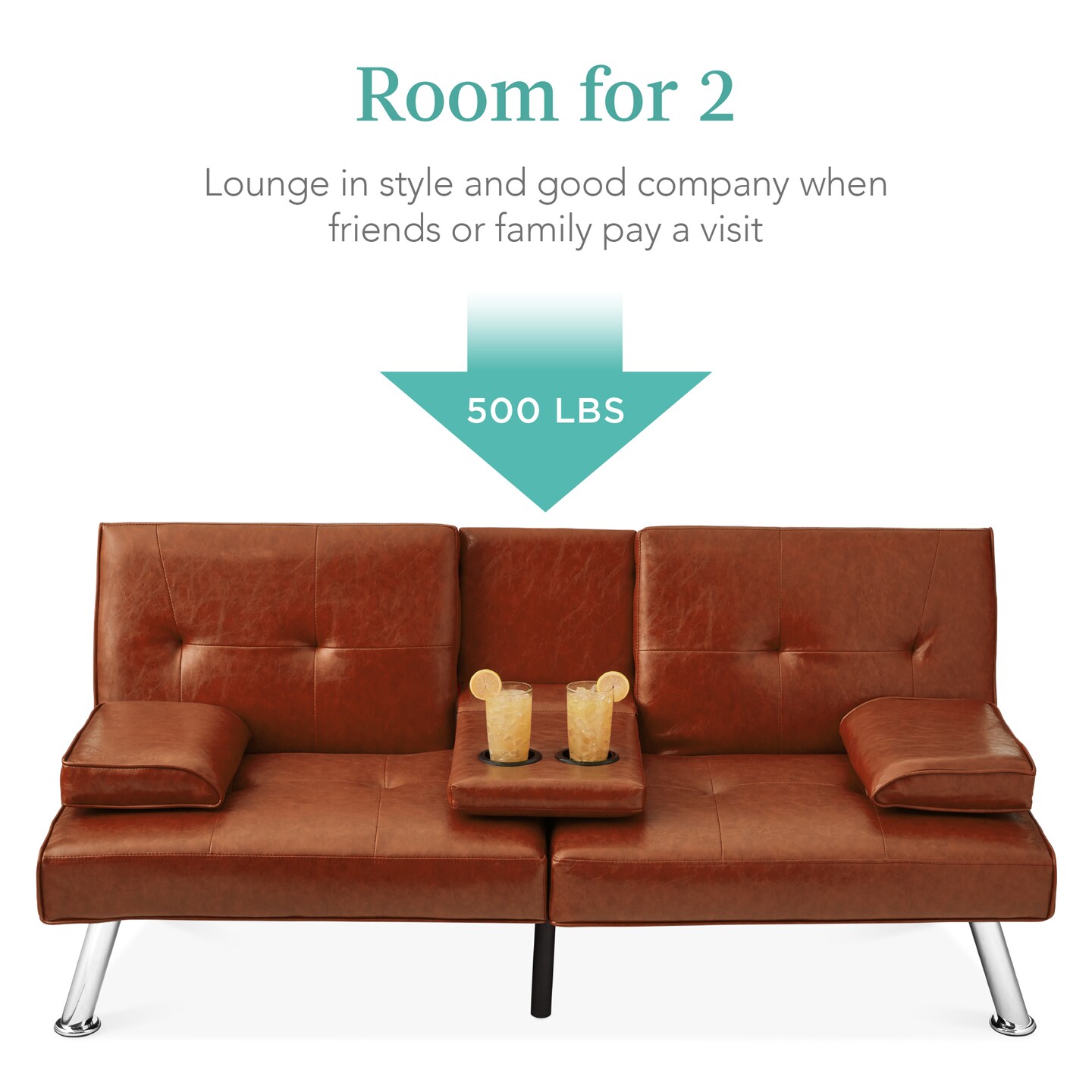 Best Choice Products Modern Faux Leather Convertible Futon Sofa w Removable Armrests 2 Cupholders Michaels