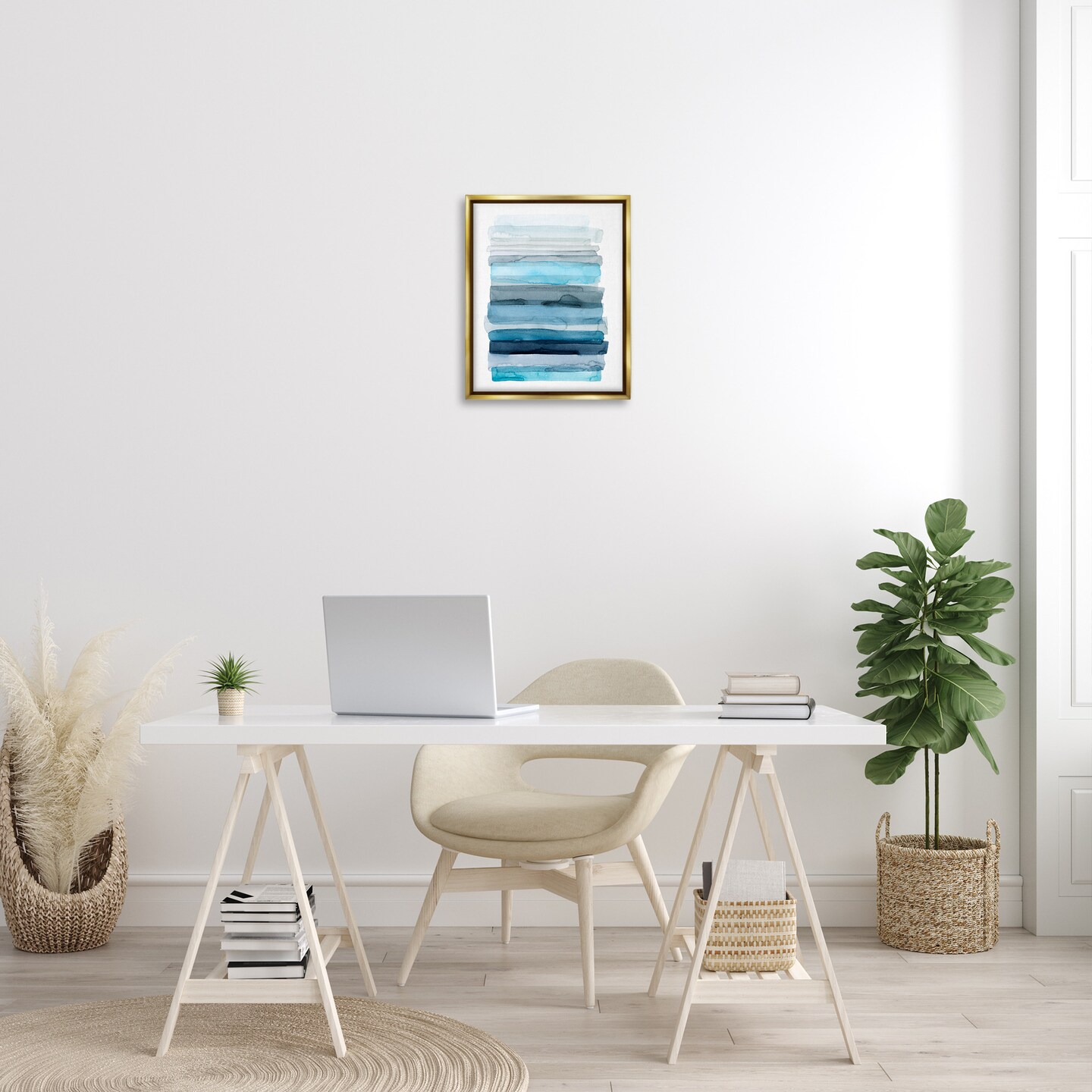 Stupell Industries Water Inspired Ombre Framed Floater Canvas Wall Art