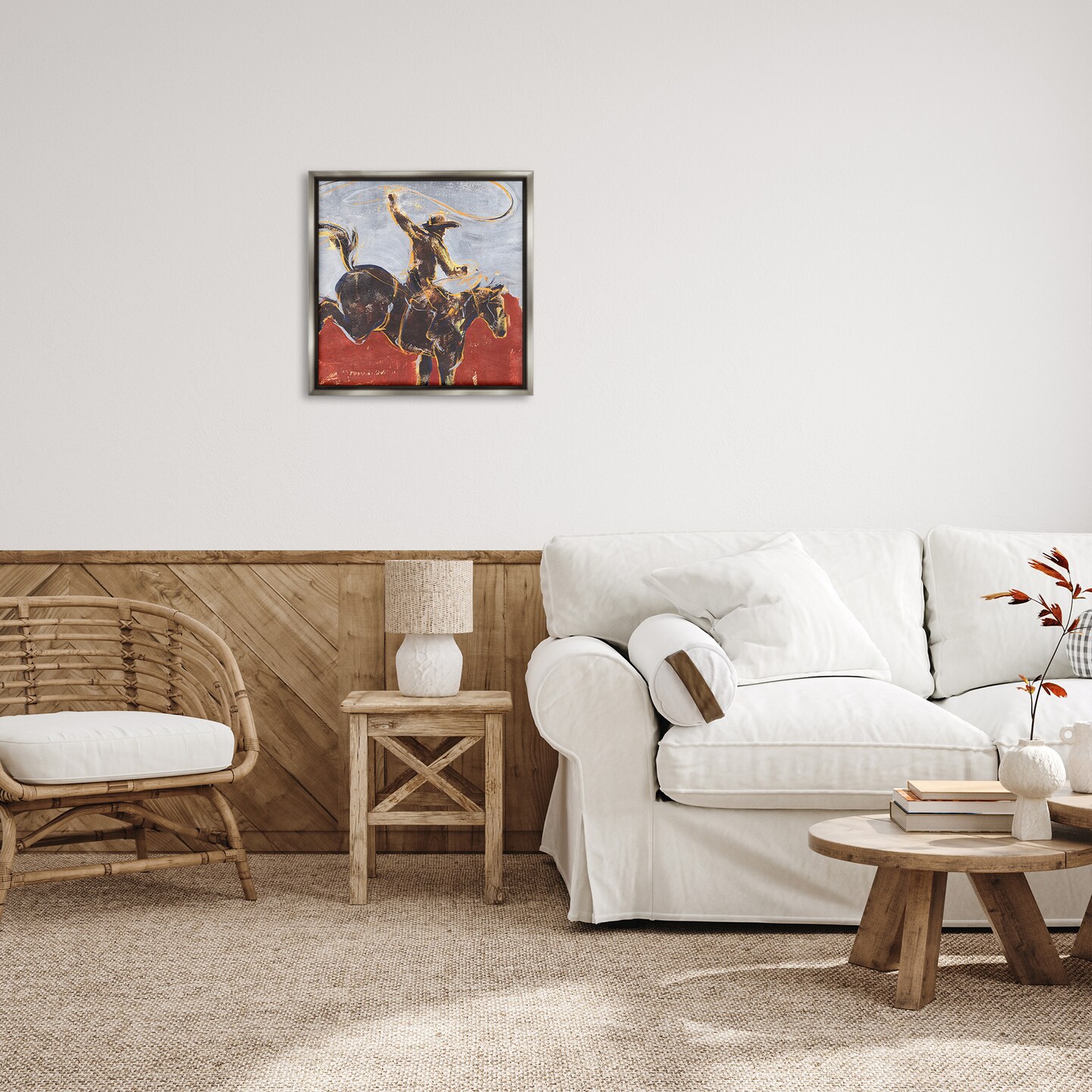 Stupell Industries Western Cowboy Wild Horse Framed Floater Canvas Wall Art