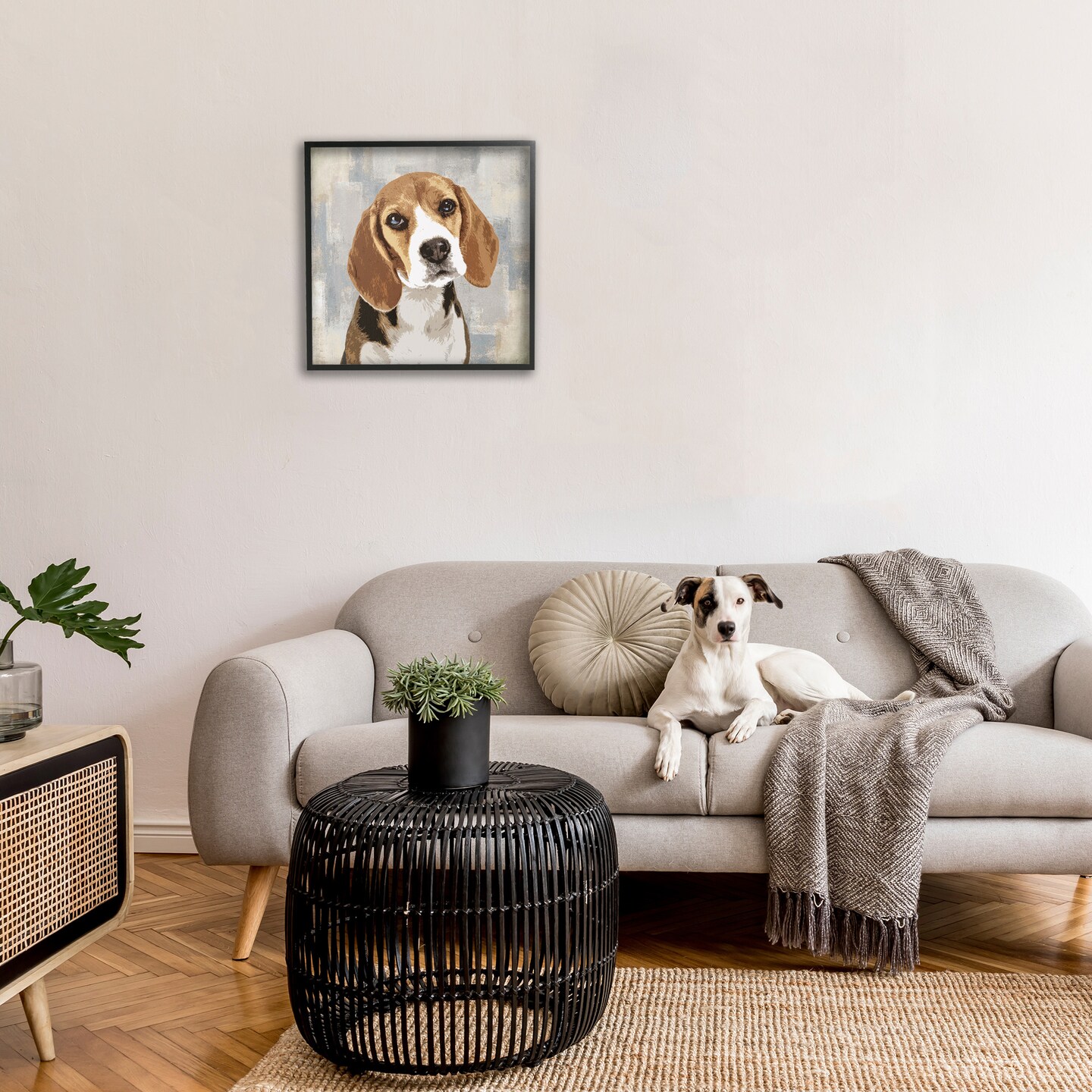 Stupell Industries Pet Beagle Patiently Waiting Framed Giclee Art