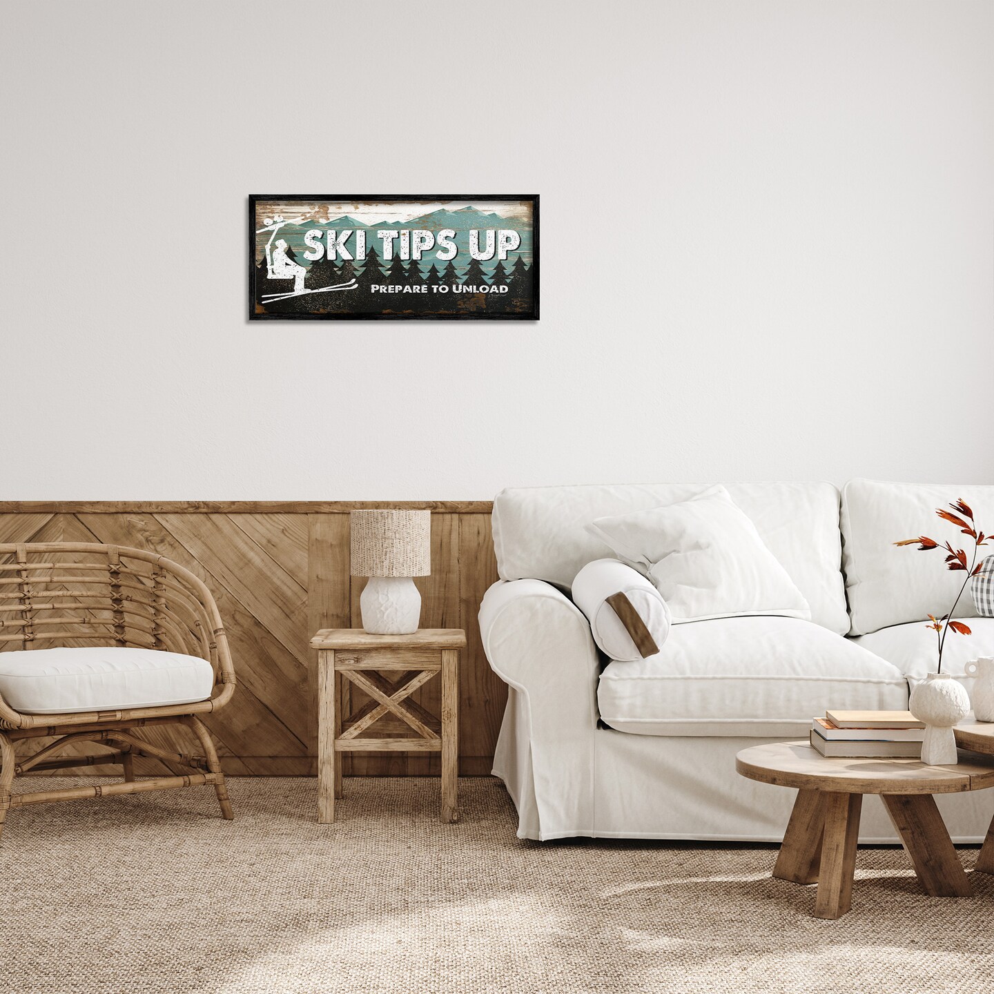 Stupell Industries Winter Rustic Mountain Skiing Framed Giclee Art