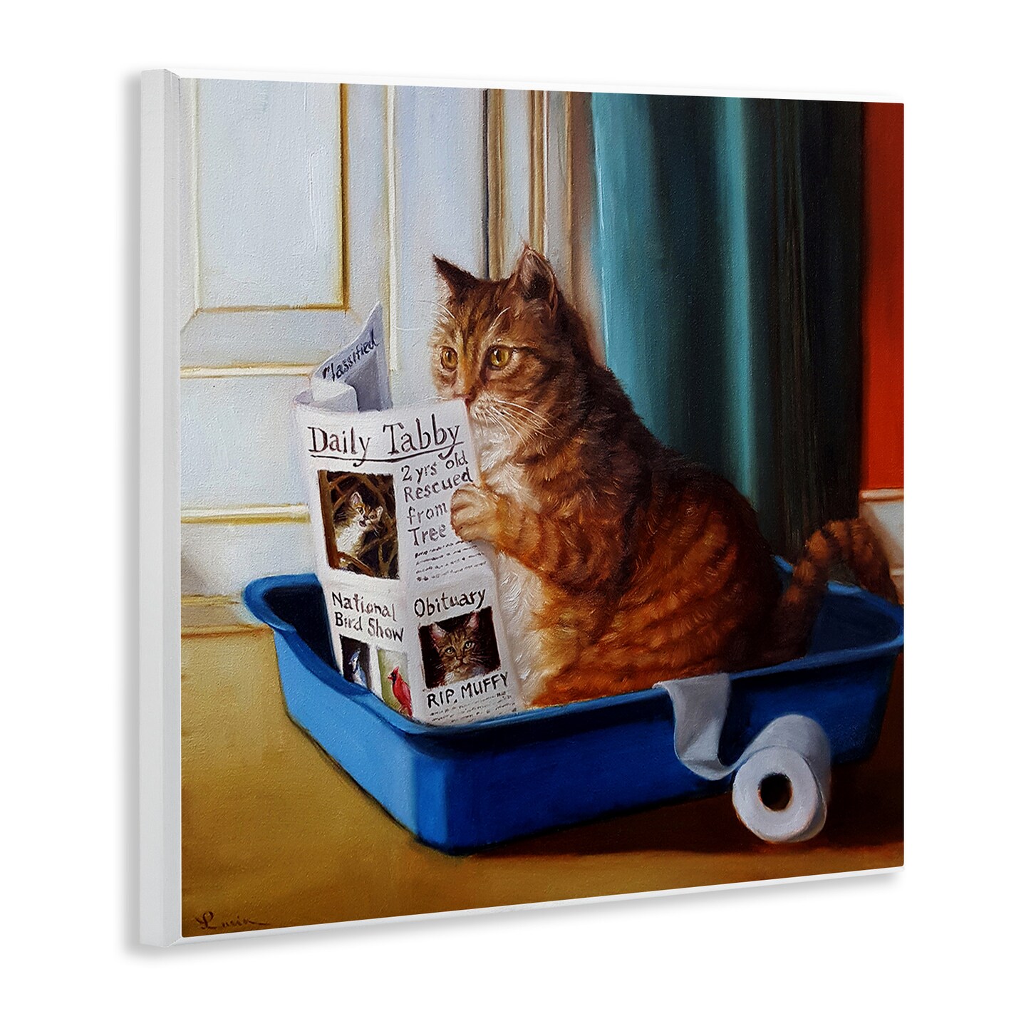Stupell Industries Litter Box Reading Funny Cat Wall Plaque Art