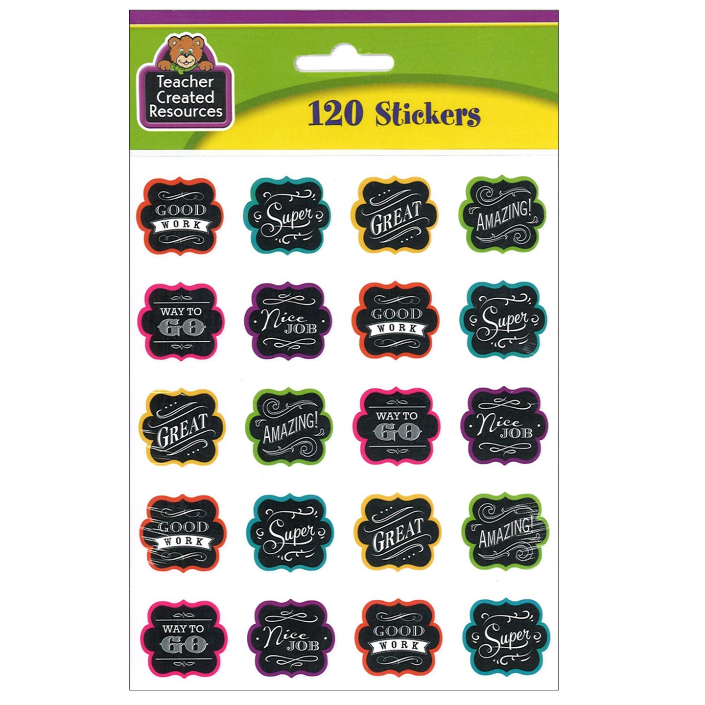 Chalkboard Brights Stickers, Pack of 120