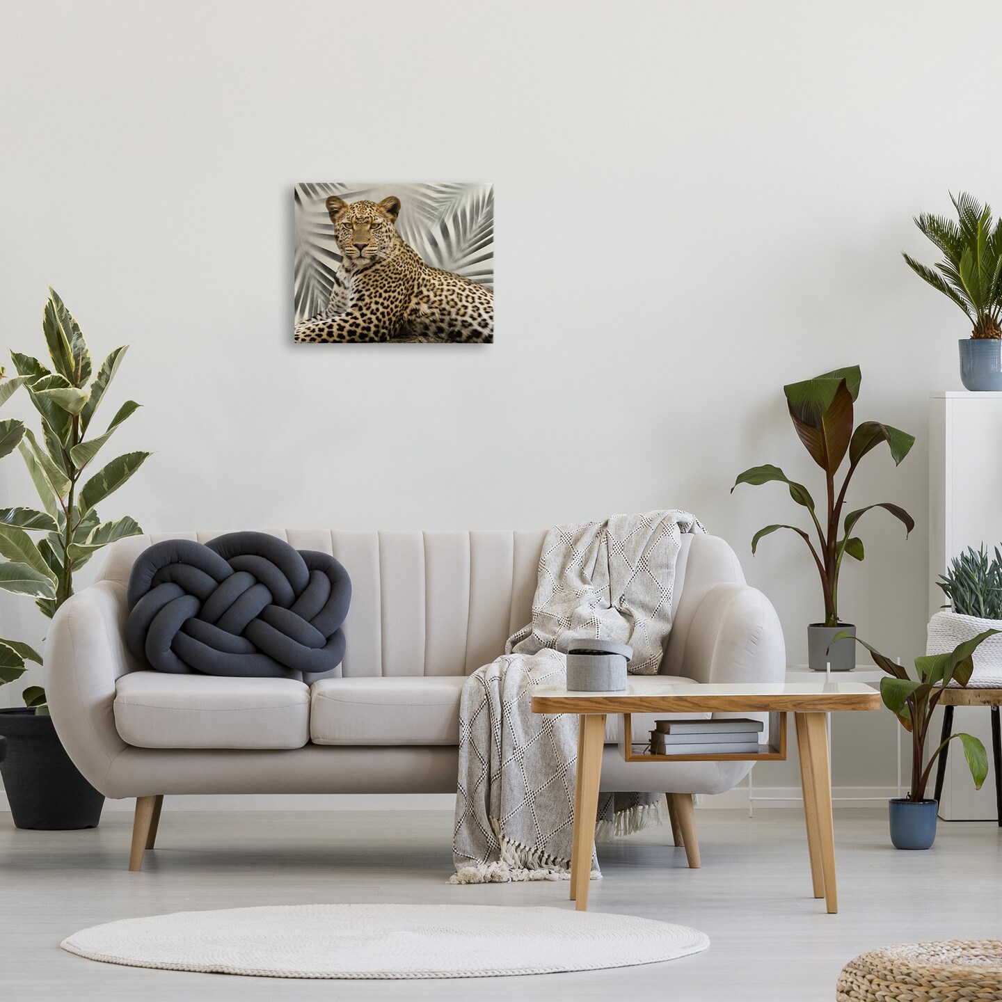 Stupell Industries Leopard with Palm Fronds Canvas Wall Art
