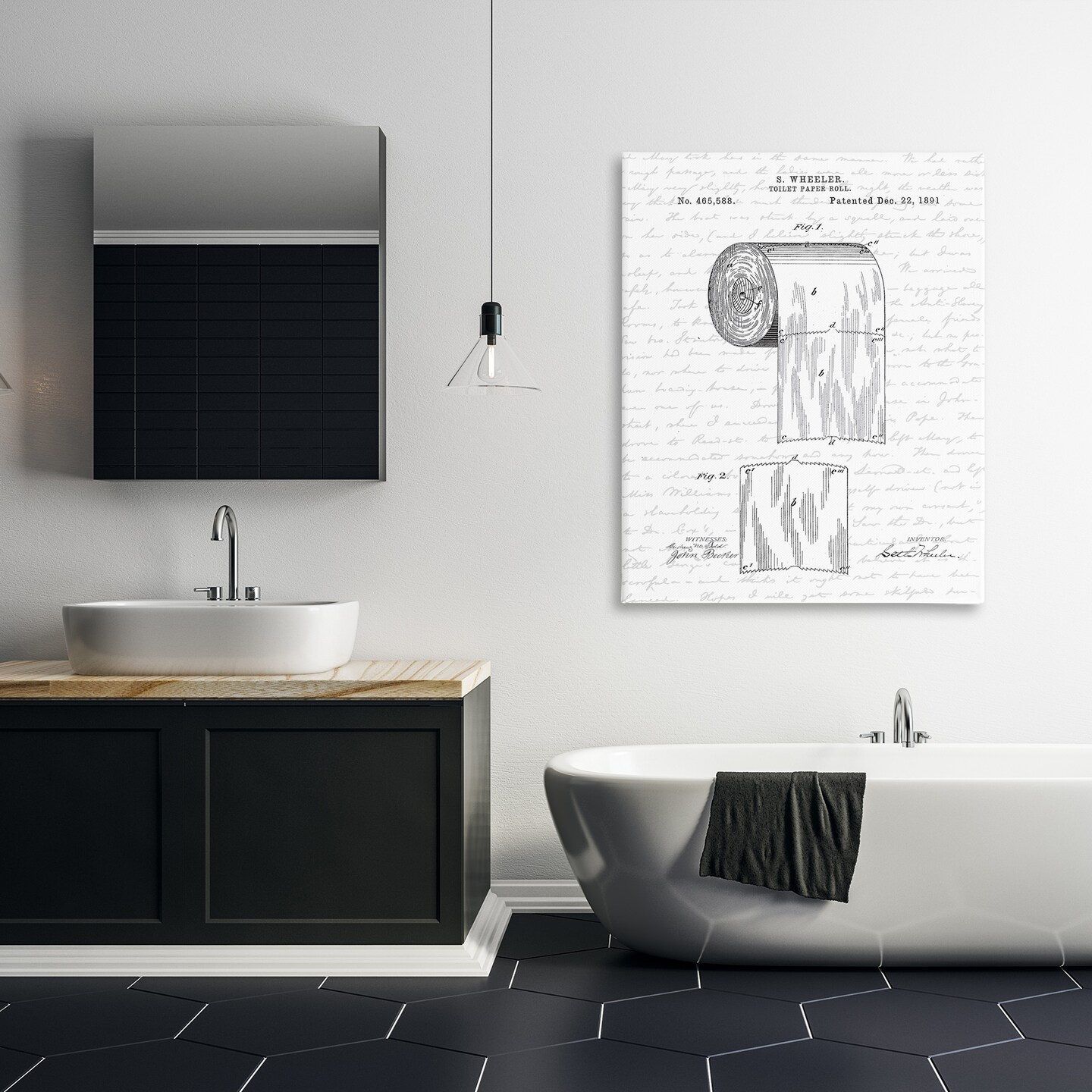 Stupell Industries Vintage Toilet Paper Roll Patent Canvas Wall Art