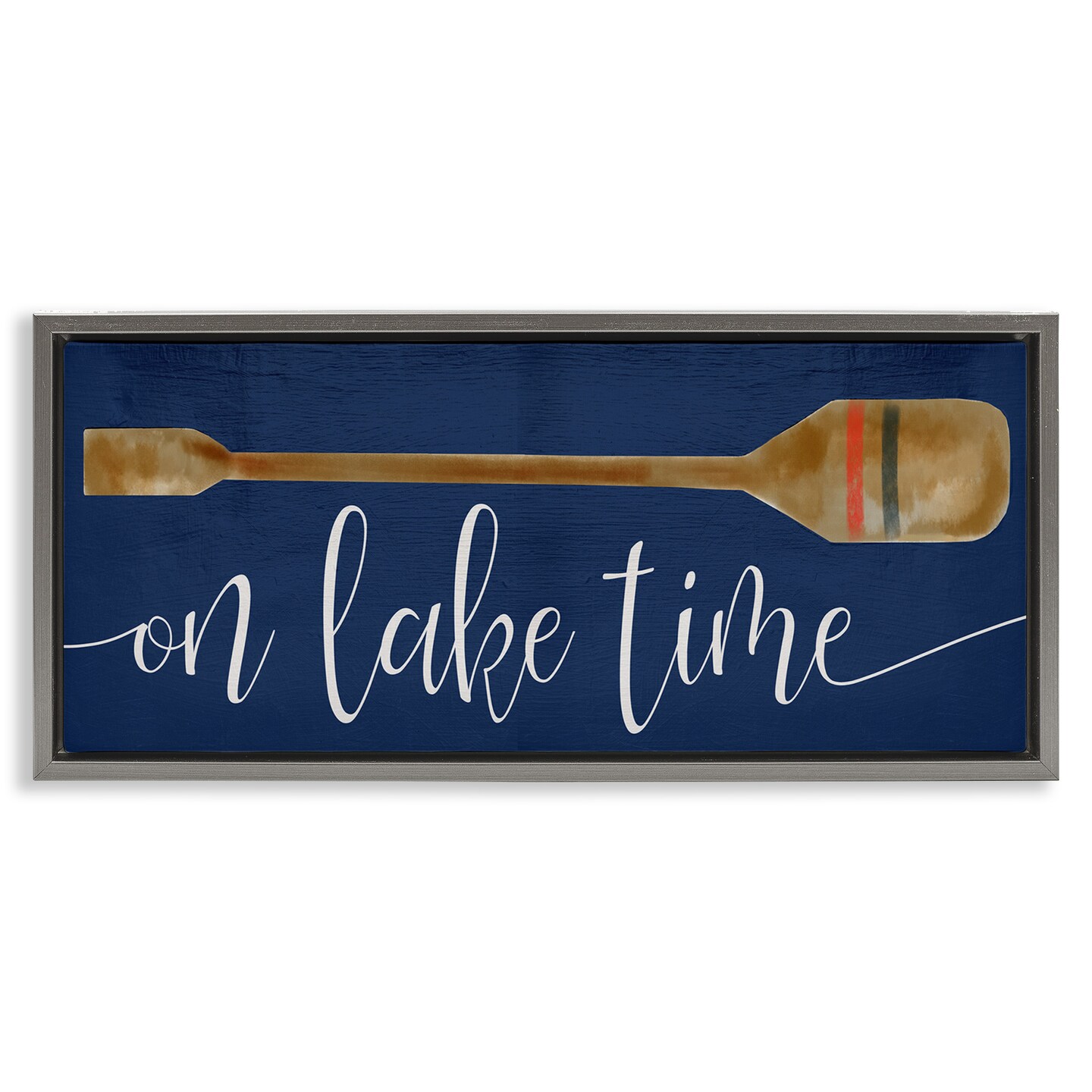 Stupell Industries On Lake Time with Oar Framed Floater Canvas Wall Art