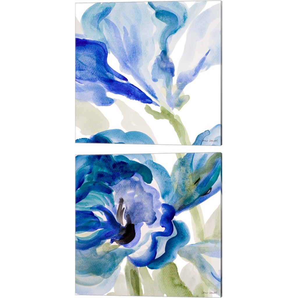 Delicate Blue Square by Lanie Loreth 14" x 14" Canvas Wall Art (Set of 2)