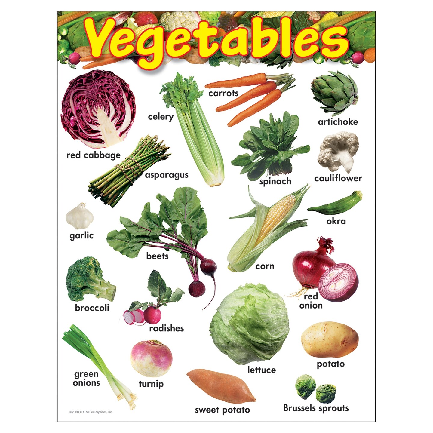 Vegetables Learning Chart, 17&#x22; x 22&#x22;