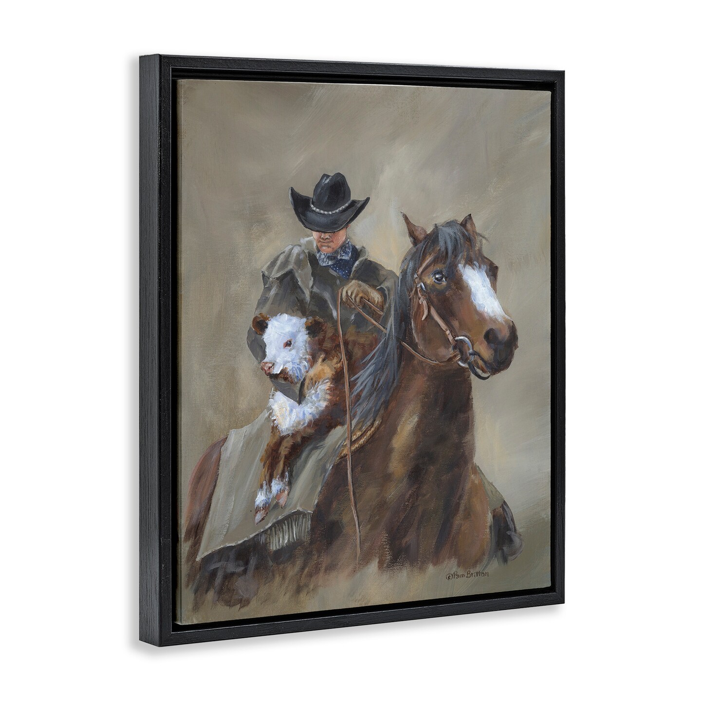 Stupell Industries Ranch Cowboy Western Horse Black Framed Floater Canvas Wall Art