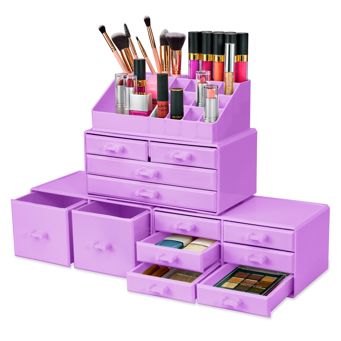Sorbus Large Makeup Organizer - Stackable Jewelry, Cosmetics, and Skin Care Storage with 12 Drawers and Lipstick and Makeup Brush Holder