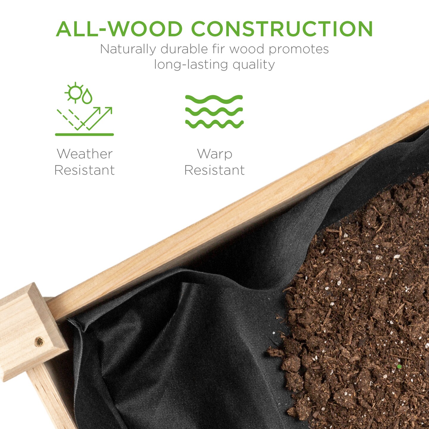 Best Choice Products 34x18x30in Raised Garden Bed, Elevated Wood Planter Box for Kids, Patio w/ Bed Liner