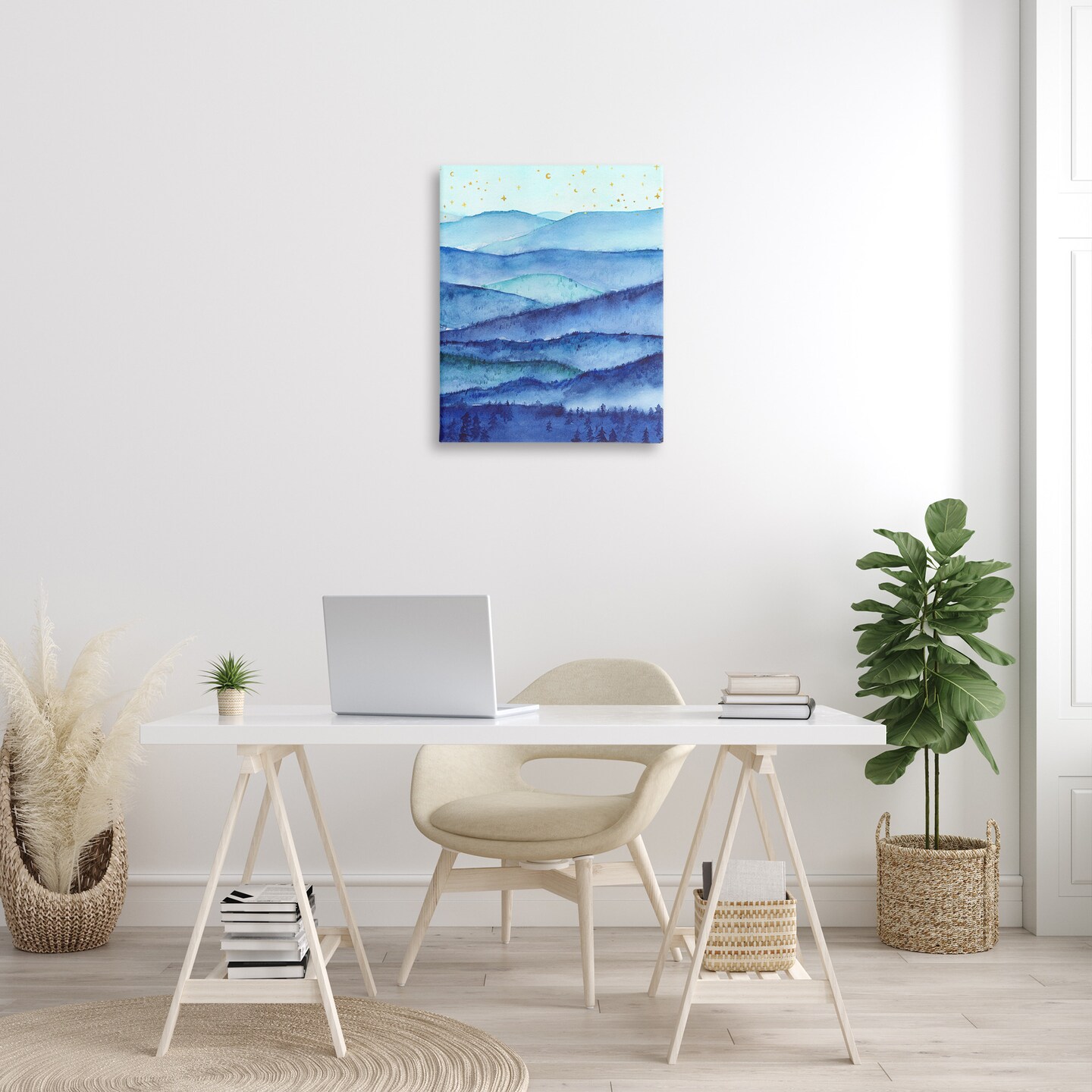 Stupell Industries Blue Mountains &#x26; Trees Scenery Canvas Wall Art