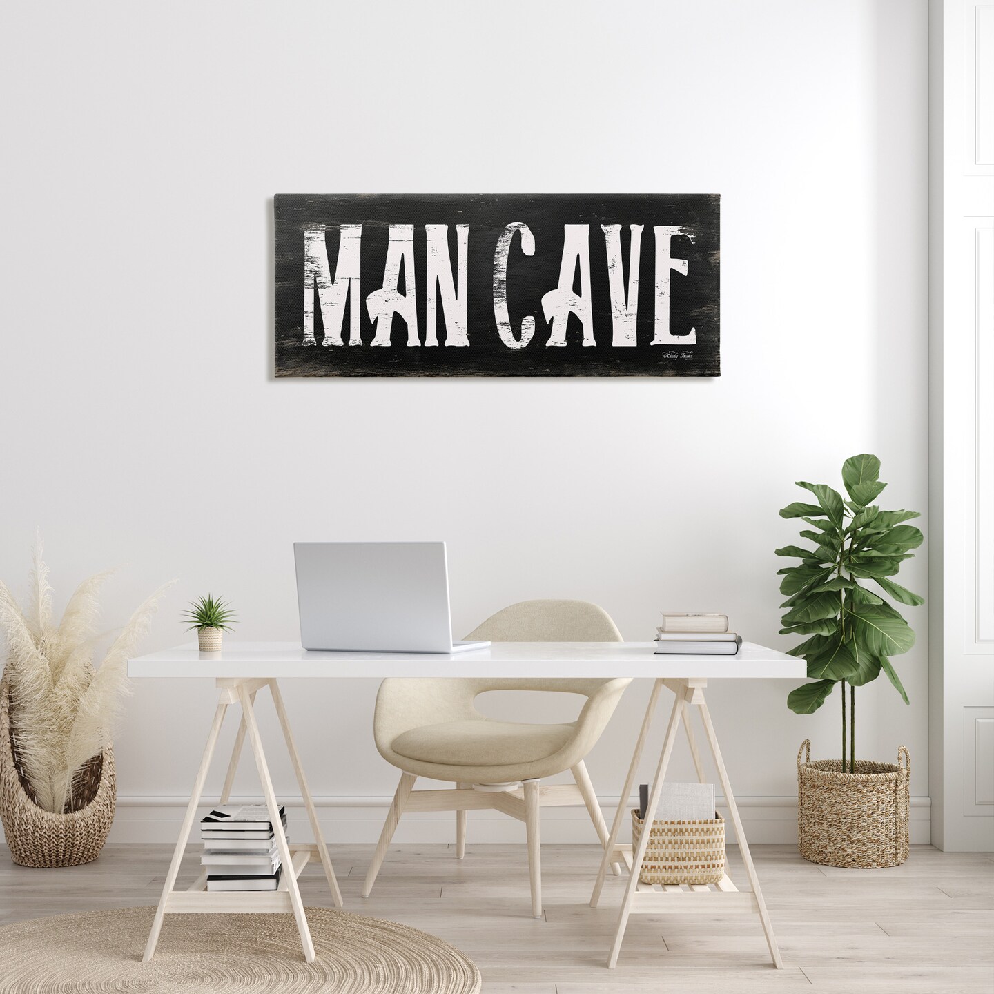 Stupell Industries Man Cave Black And White Canvas Wall Art