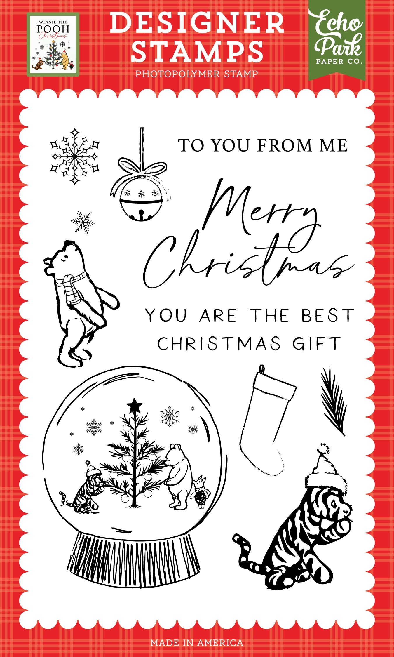 Winnie The Pooh Christmas Stamps-Snow Globe Scene