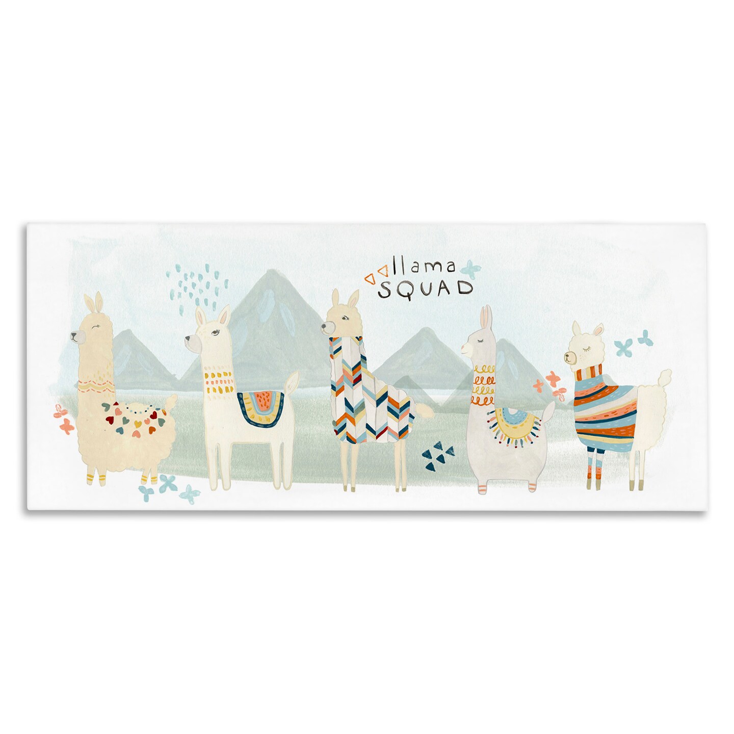 Stupell Industries Llama Squad Whimsical Patterns Canvas Wall Art