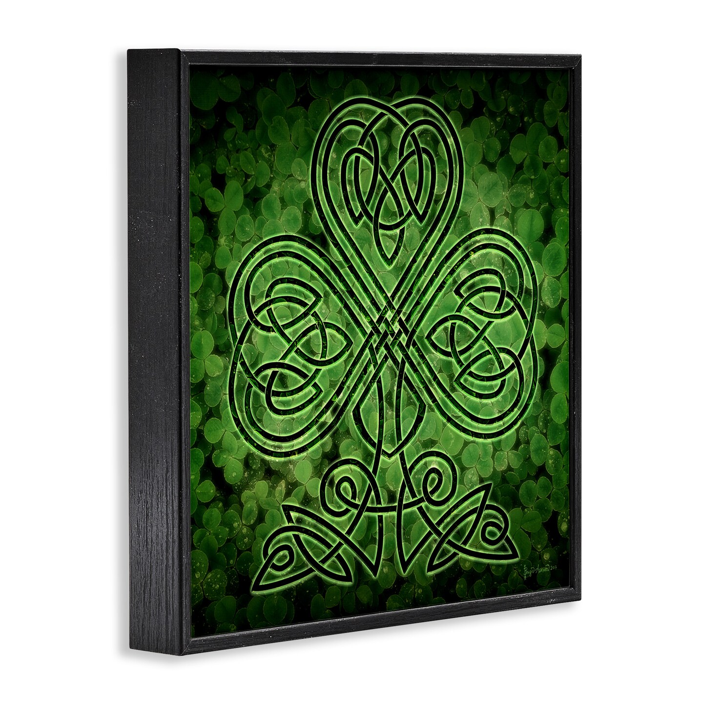 Stupell Industries Green Celtic Shamrock Knot Framed Giclee Art