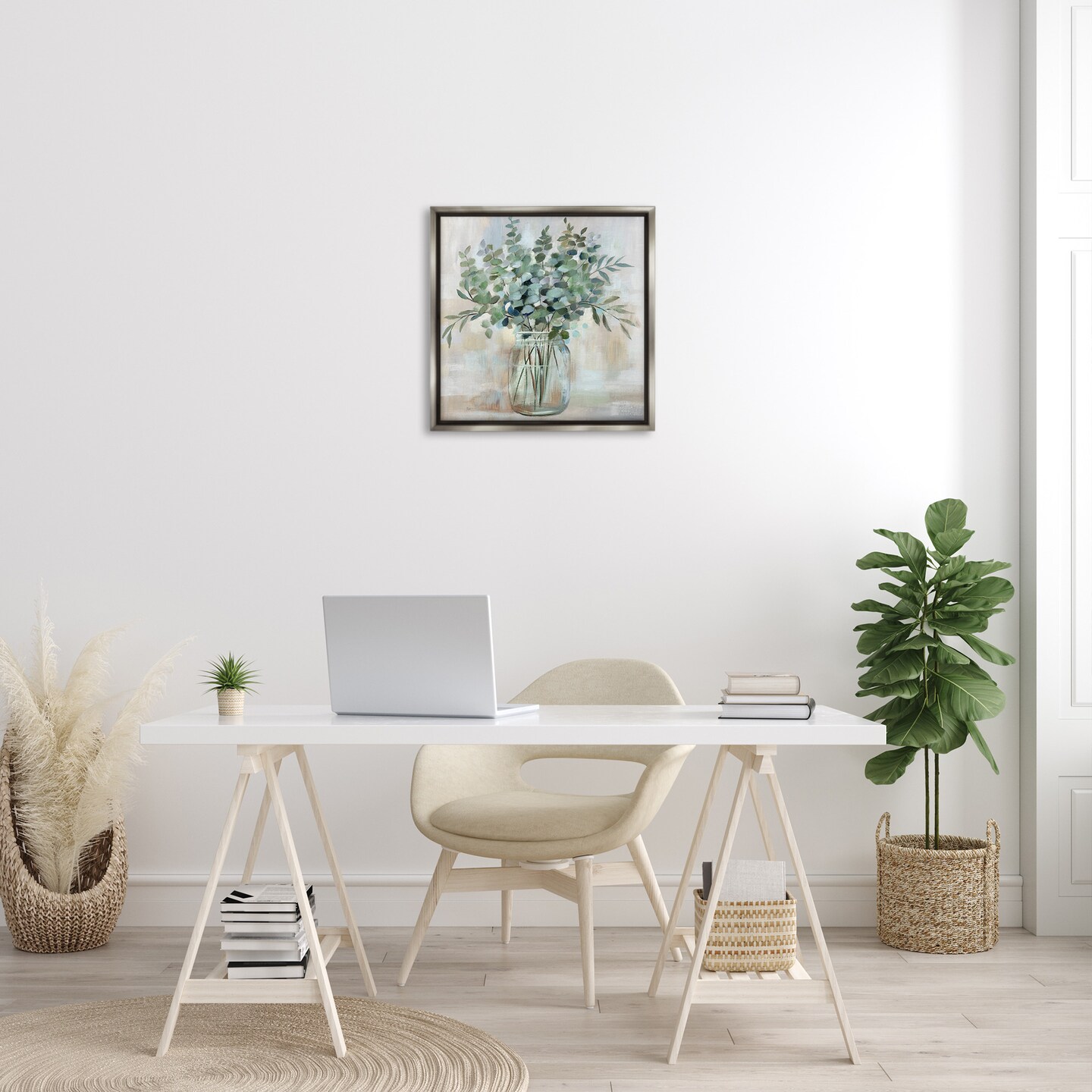 Stupell Industries Soothing Eucalyptus Herb Arrangement Framed Floater Canvas Wall Art