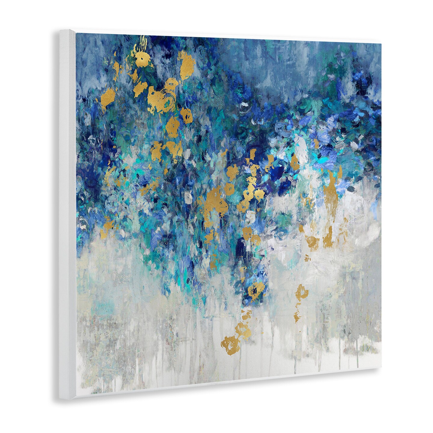 Stupell Industries Abstract Blue Gold Paint Design Wall Plaque Art