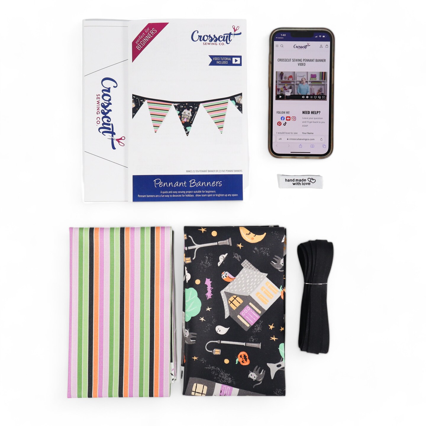 Crosscut Sewing Co. Monthly Pennant Banner DIY Sewing Kit - Sewing Project Kit for Beginners