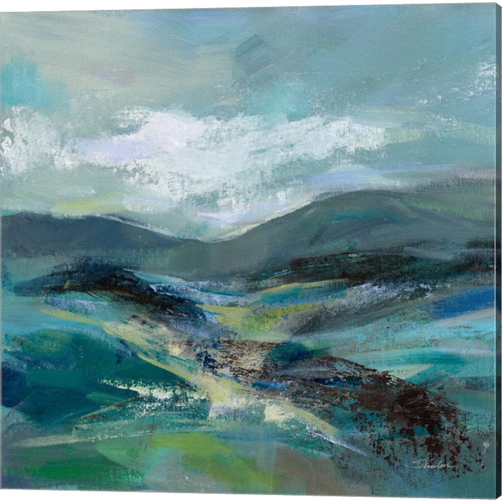 Turquoise Slopes by Silvia Vassileva 14&#x22; x 14&#x22; Canvas Wall Art (Set of 2)