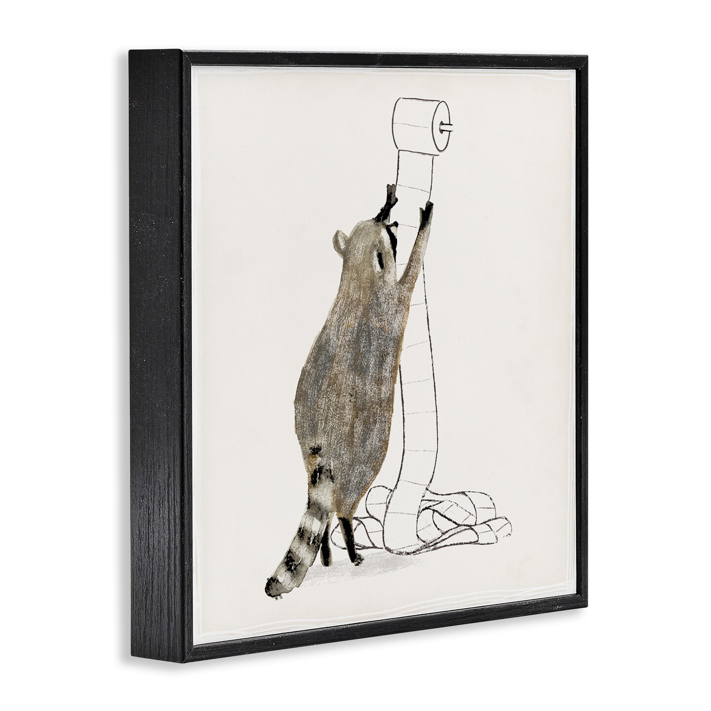 Stupell Industries Raccoon Toilet Paper Hoarder Framed Giclee Art