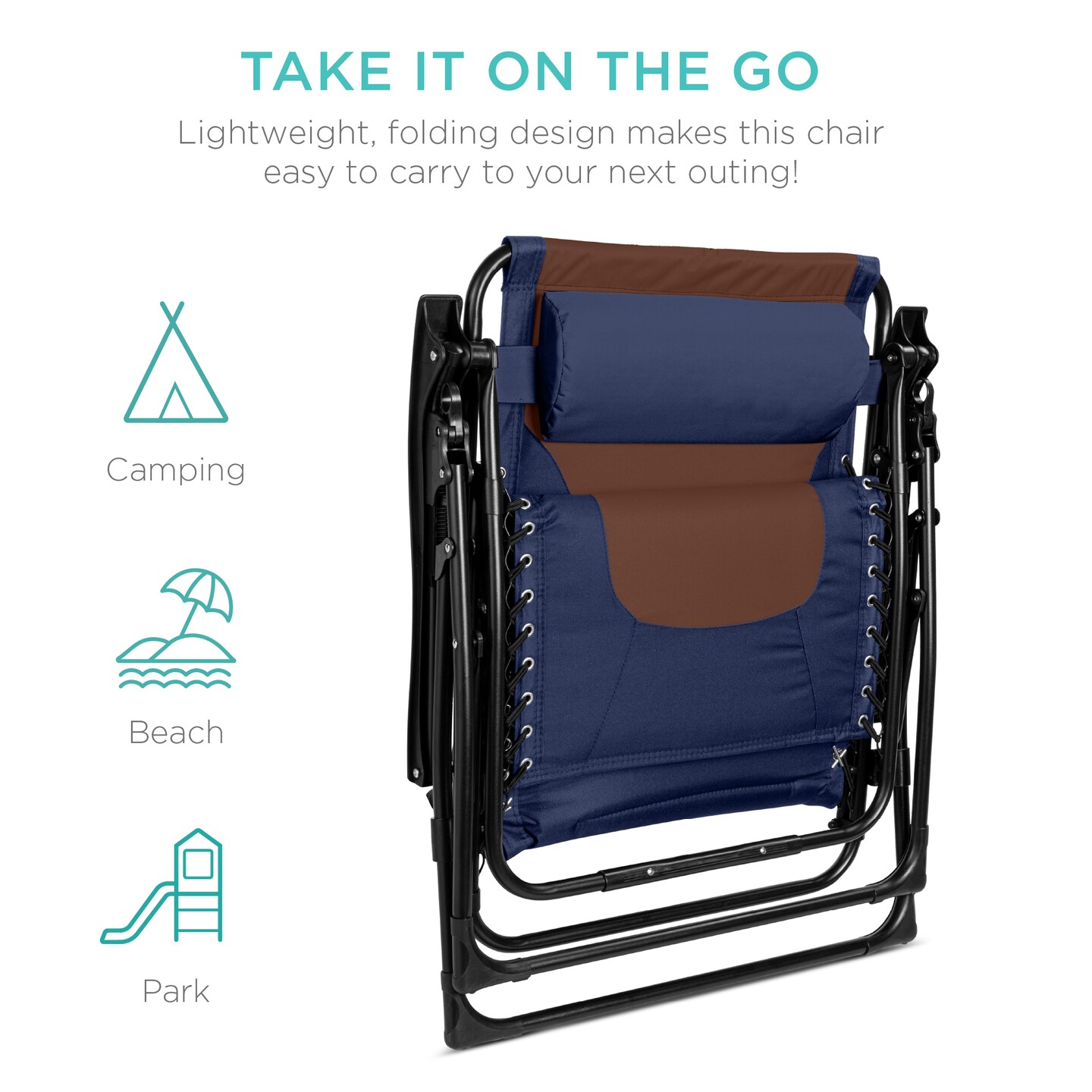 Best Choice Products Oversized Padded Zero Gravity Chair, Folding Outdoor Patio Recliner w/ Side Tray