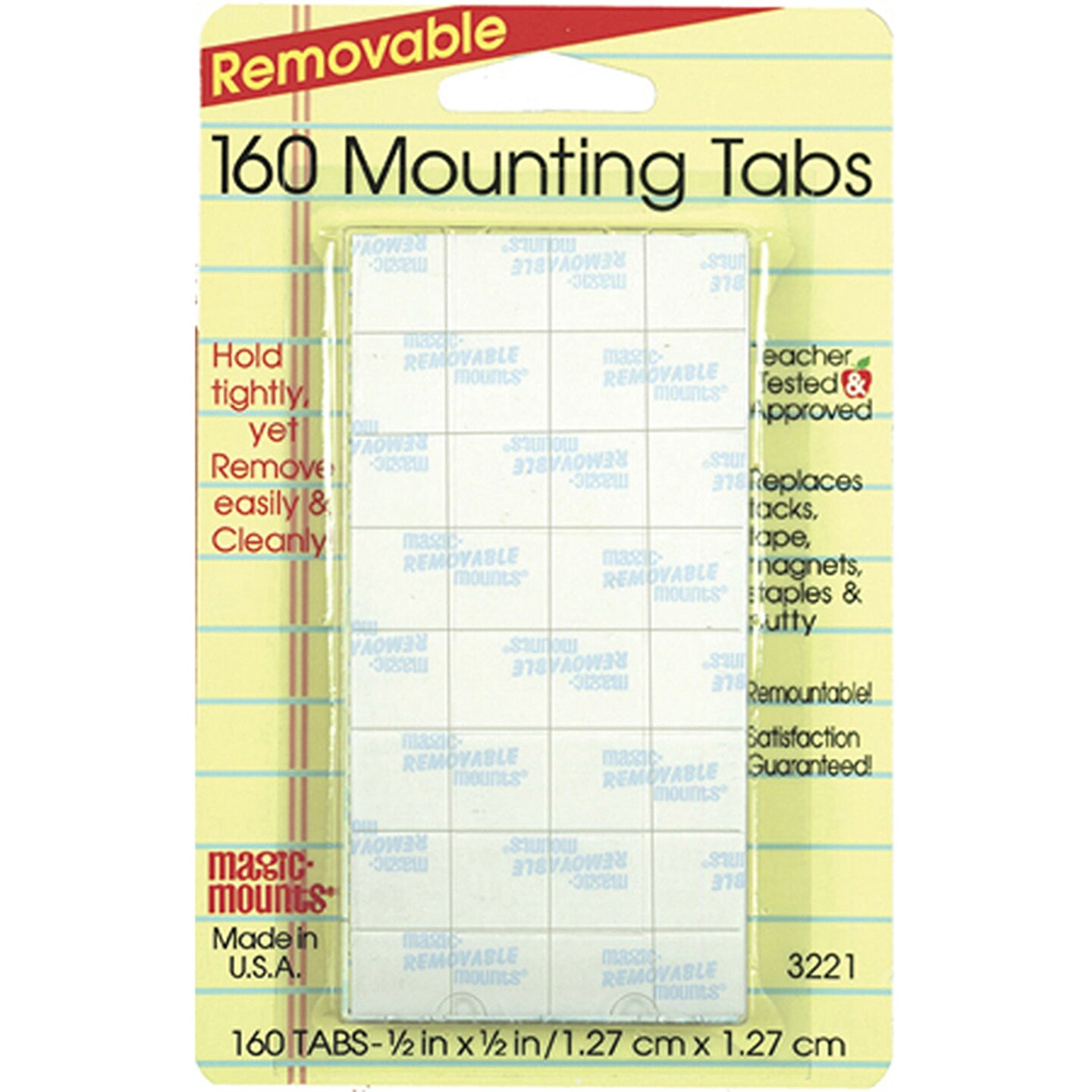 Removable Mounting Tabs, 1/2&#x22; x 1/2&#x22;, Pack of 160