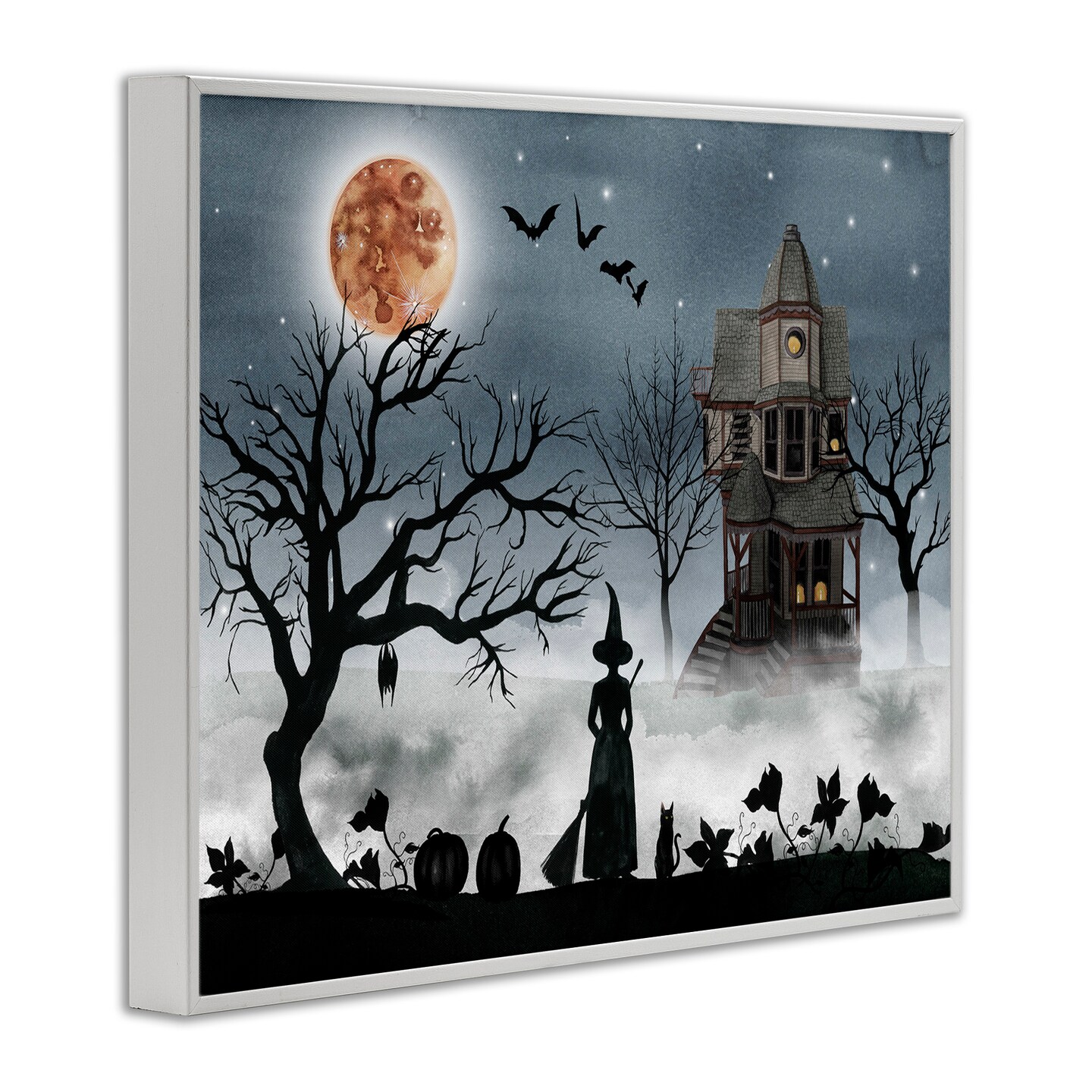 Stupell Industries Witch &#x26; Haunted House Scene Framed Giclee Art